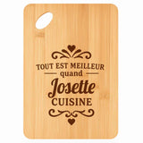 Planche bambou gravée personnalisée femme idée cadeau Fête des Mères apéro 30×20 prénom cuisine plateau fromage anniversaire noel maman mamie