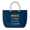 Sac de plage Bleu anse corde Fabrice Mythe Légende -jaune