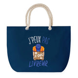 Sac de plage Bleu anse corde J'peux Pas Livreur