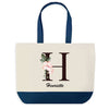 Sac de shopping bleu Henriette Lettre Fleur