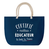 Sac de plage Bleu anse corde Certifié meilleur Éducateur