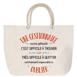 Sac Fête des Mères Mamie Famille Idée Cadeau anniversaire Noël Travail Boulot Métier Départ Retraite Collègue Femme cabas shopping plage