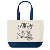Sac de shopping bleu J'peux pas Scrabble