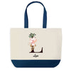 Sac de shopping bleu Lya Lettre Fleur