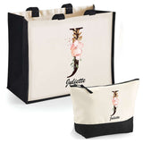 Cabas femme sac plage ou shopping tote bag pochette trousse Idée cadeau original pour anniversaire Noël travail départ retraite collègue famille fete des mères maman mamie