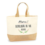 Sac Jute Fête des Mères Fêtes des Pères Mamie Papi Famille Idée Cadeau anniversaire Noël Travail Boulot Métier Départ Retraite Collègue Femme Homme