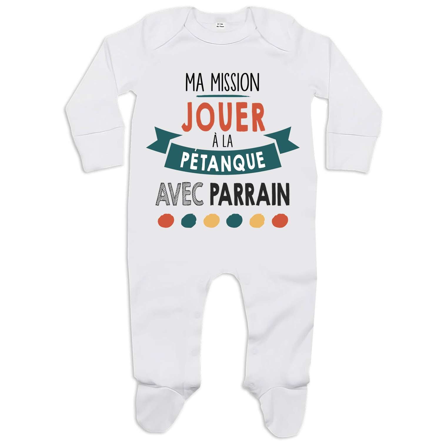 Body Bébé Manches Longues "Ma Mission : Pétanque Avec Papa" – Cadeau Naissance Personnalisé & Trop Mignon !