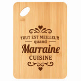 Planche bambou gravée personnalisée femme idée cadeau Fête des Mères apéro 30×20 prénom cuisine plateau fromage anniversaire noel maman mamie