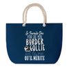 Sac de plage Bleu anse corde Border Collie Travailler Dur pour mon Chien