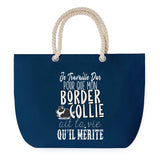 Sac de plage Bleu anse corde Border Collie Travailler Dur pour mon Chien