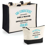 Cabas femme sac plage ou shopping tote bag pochette trousse Idée cadeau original pour anniversaire Noël travail départ retraite collègue famille fete des mères maman mamie