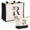 Cabas femme sac plage ou shopping tote bag pochette trousse Idée cadeau original pour anniversaire Noël travail départ retraite collègue famille fete des mères maman mamie
