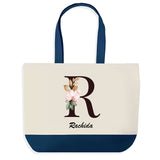 Sac de shopping bleu Rachida Lettre Fleur