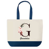 Sac de shopping bleu Gwendoline Lettre Fleur