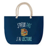 Sac de plage Bleu anse corde J'peux Pas Lecture
