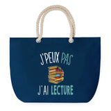 Sac de plage Bleu anse corde J'peux Pas Lecture