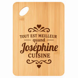 Planche bambou gravée personnalisée femme idée cadeau Fête des Mères apéro 30×20 prénom cuisine plateau fromage anniversaire noel maman mamie