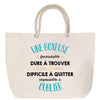 Sac Fête des Mères Mamie Famille Idée Cadeau anniversaire Noël Travail Boulot Métier Départ Retraite Collègue Femme cabas shopping plage