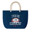 Sac de plage Bleu anse corde J'peux Pas Rugby étoiles