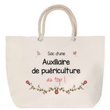 Sac Fête des Mères Mamie Famille Idée Cadeau anniversaire Noël Travail Boulot Métier Départ Retraite Collègue Femme cabas shopping plage