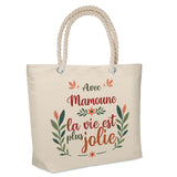 Sac Fête des Mères Mamie Famille Idée Cadeau anniversaire Noël Travail Boulot Métier Départ Retraite Collègue Femme cabas shopping plage