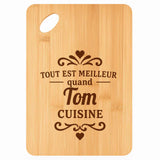 Planche bambou gravée personnalisée homme idée cadeau Fête des Pères apéro 30×20 prénom cuisine plateau fromage anniversaire noel papa papi 