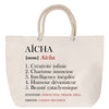Sac Fête des Mères Mamie Famille Idée Cadeau anniversaire Noël Travail Boulot Métier Départ Retraite Collègue Femme cabas shopping plage