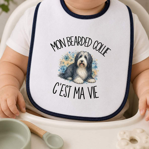 Bavoir Bébé Mon Bearded Collie c'est ma vie