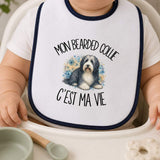 Bavoir Bébé Mon Bearded Collie c'est ma vie