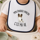 Bavoir Bébé Mon Épagneul Papillon c'est ma vie