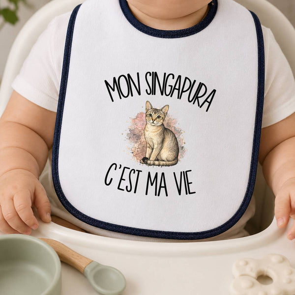 Bavoir Bébé Mon Singapura c'est ma vie