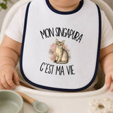 Bavoir Bébé Mon Singapura c'est ma vie
