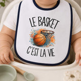 Bavoir Bébé Le basket c'est la vie