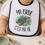Bavoir Bébé Ma tortue c'est ma vie