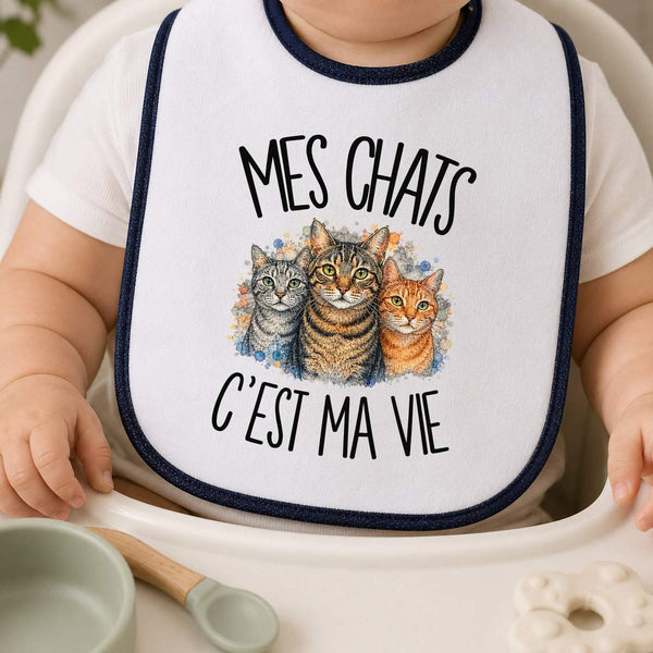 Bavoir Bébé Mes chats c'est ma vie