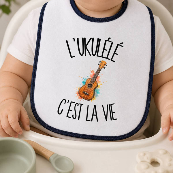 Bavoir Bébé L'ukulélé c'est la vie