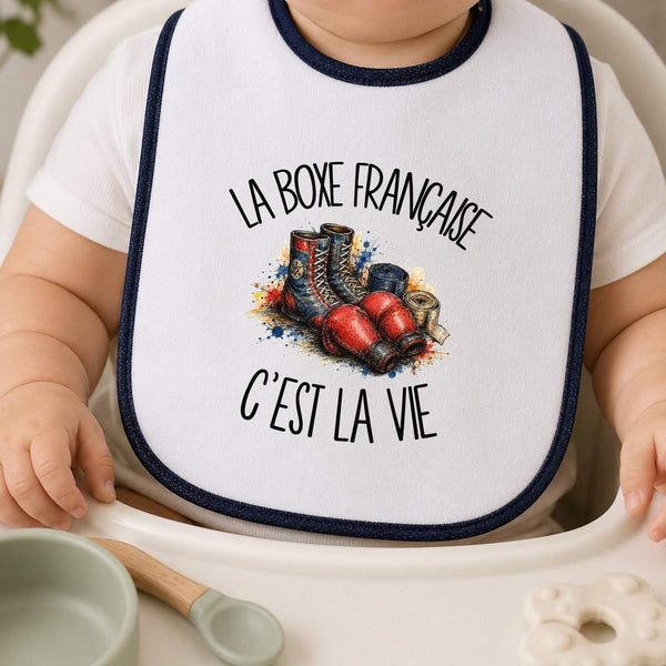 Bavoir Bébé La boxe française c'est la vie