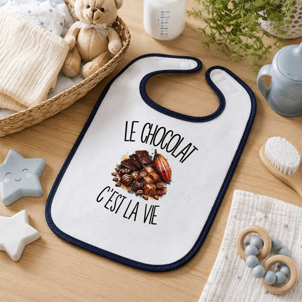 Bavoir Bébé Le chocolat c'est la vie