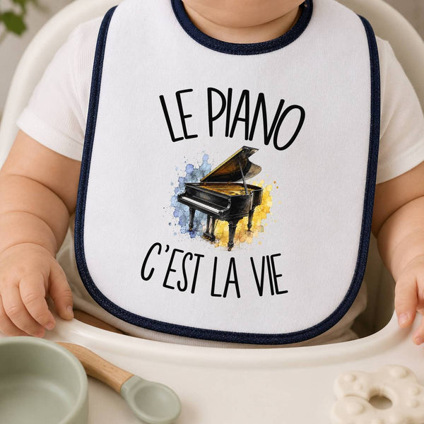 Bavoir Bébé Le piano c'est la vie