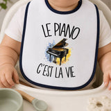Bavoir Bébé Le piano c'est la vie