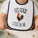 Bavoir Bébé Les coqs c'est la vie