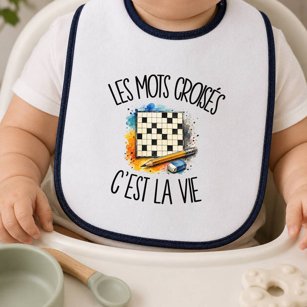 Bavoir Bébé Les mots croisés c'est la vie