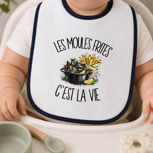 Bavoir Bébé Les moules frites c'est la vie