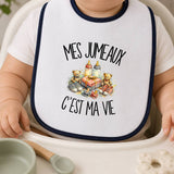 Bavoir Bébé Mes jumeaux c'est ma vie