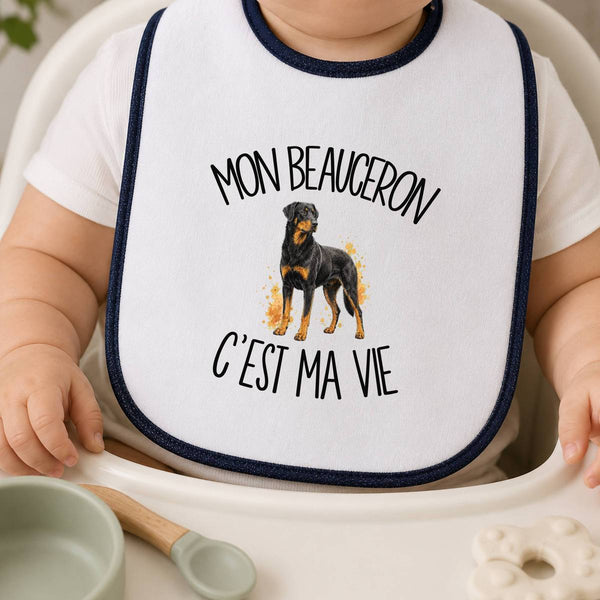 Bavoir Bébé Mon Beauceron c'est ma vie