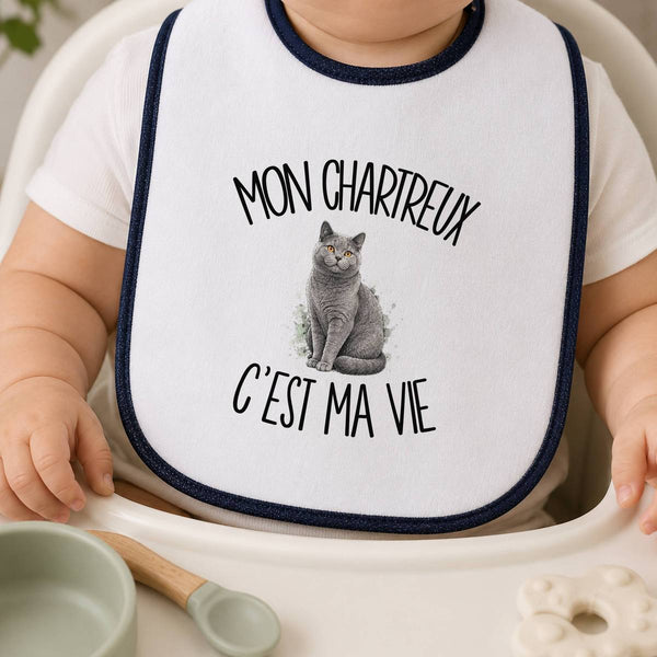 Bavoir Bébé Mon Chartreux c'est ma vie