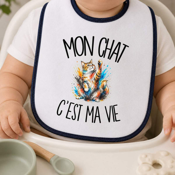 Bavoir Bébé Mon chat c'est ma vie