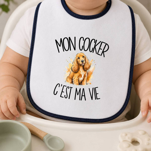 Bavoir Bébé Mon Cocker c'est ma vie