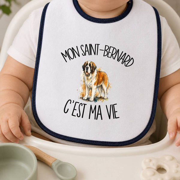 Bavoir Bébé Mon Saint-Bernard c'est ma vie