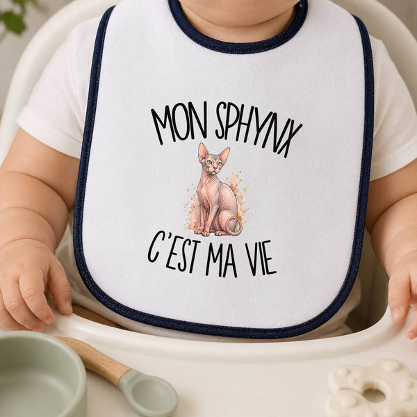 Bavoir Bébé Mon Sphynx c'est ma vie